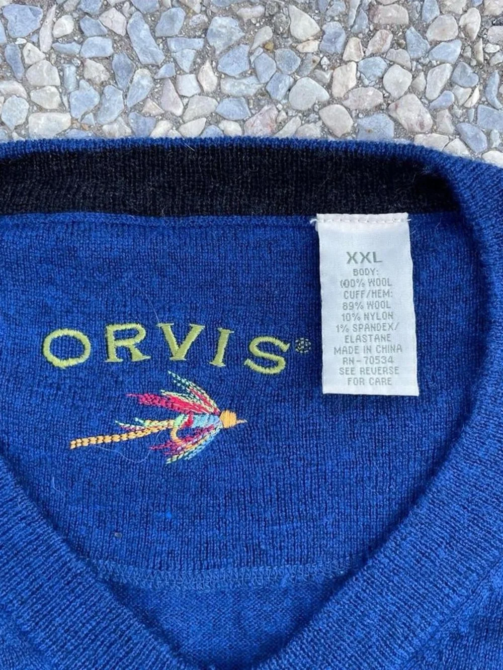 Orvis Men's Wool V-Neck Sweater in Royal Blue